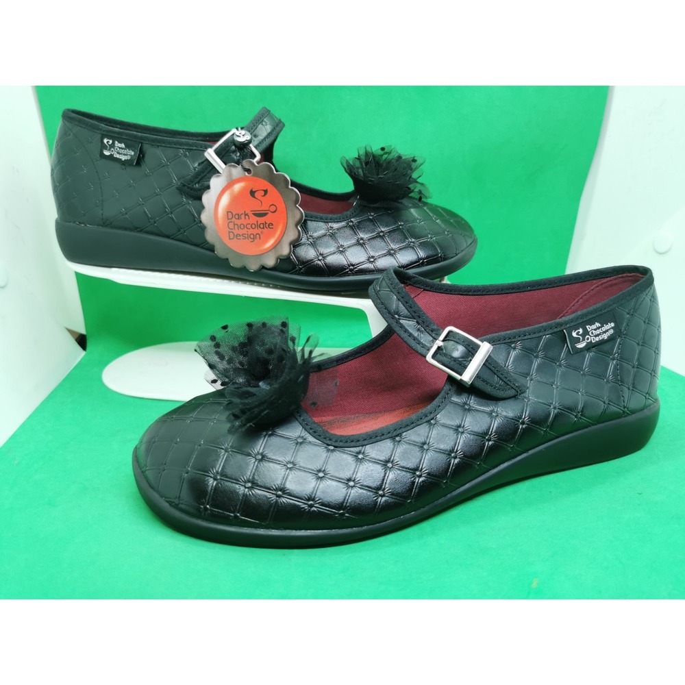 Hot Chocolate Design Mary Jane Black Quilted Flats Womens Size 9 EU 39 HCD39